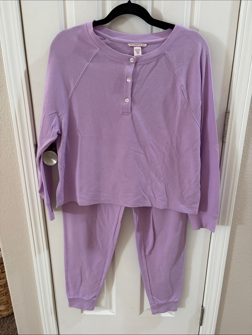Victoria's Secret Lavender Waffle Henley Pajama Set